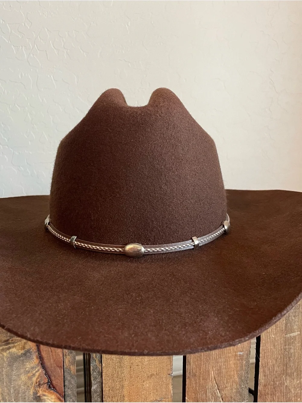Classic Resistol Brown Felt Cowboy Hat with Silver Accent Band